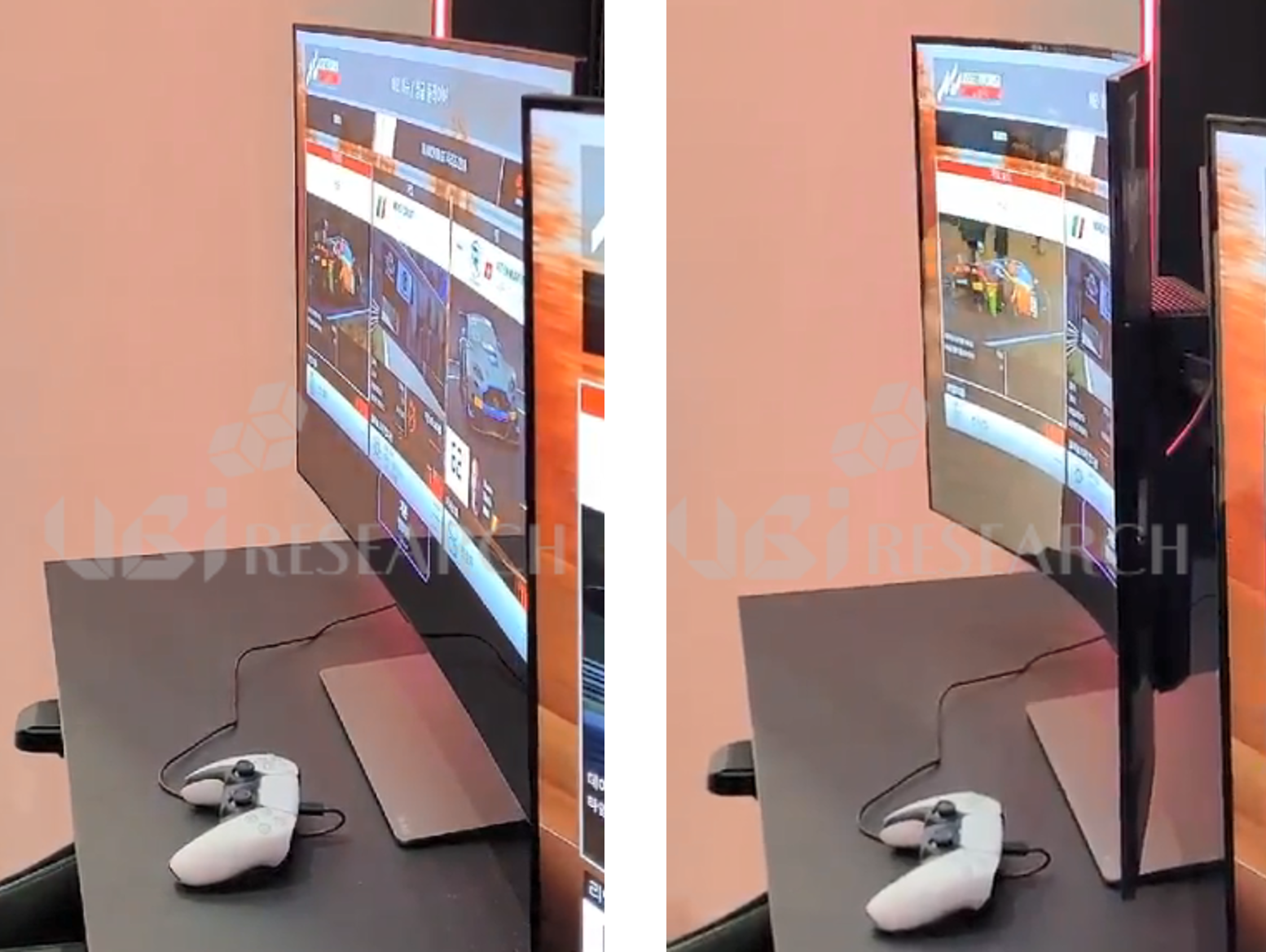 ‘OLED Flex’ ‘Bending’ exhibited by LG Electronics BEFORE (left) / AFTER (right) 