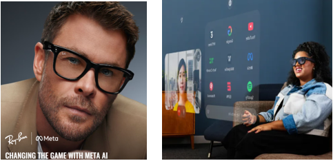 Ray-Ban META AI Glasses (left) and META Orion AR Glasses Prototype (right) (source: META)